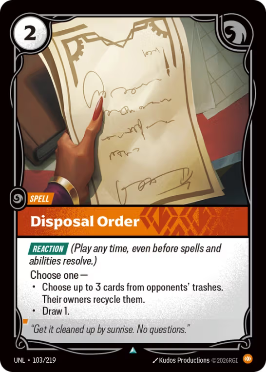 Disposal Order UNL-103/219