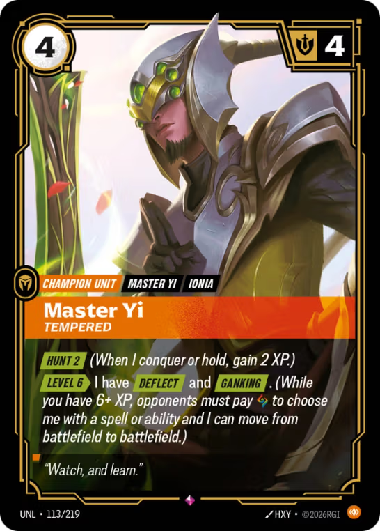 Master Yi, Tempered UNL-113/219