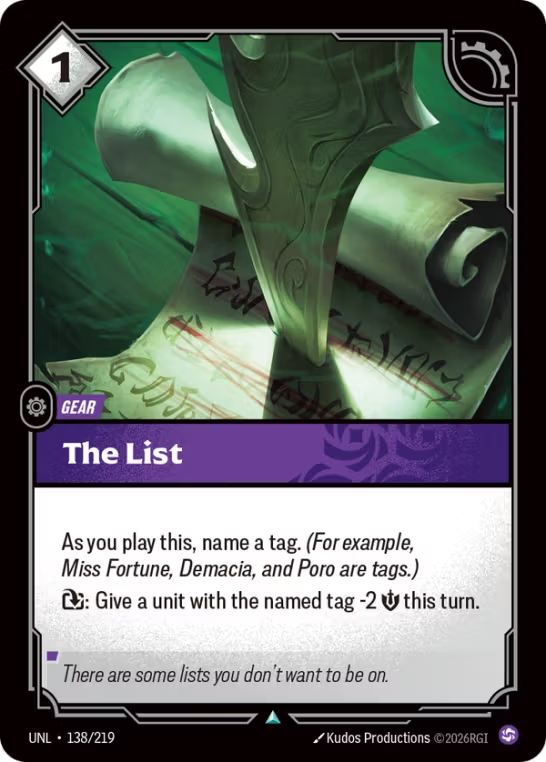 The List UNL-138/219
