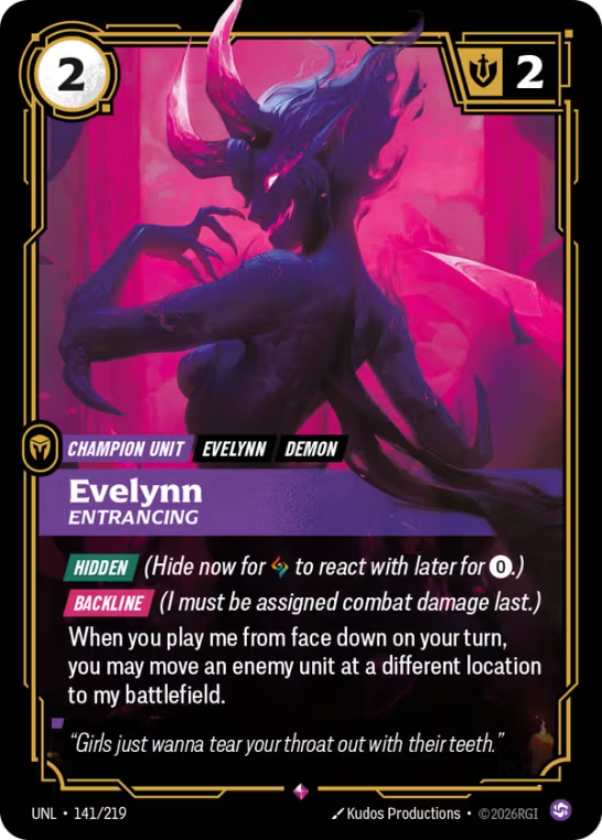 Evelynn, Entrancing UNL-141/219
