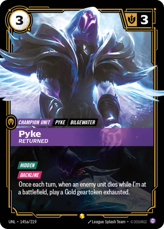 Pyke, Returned UNL-145a/219