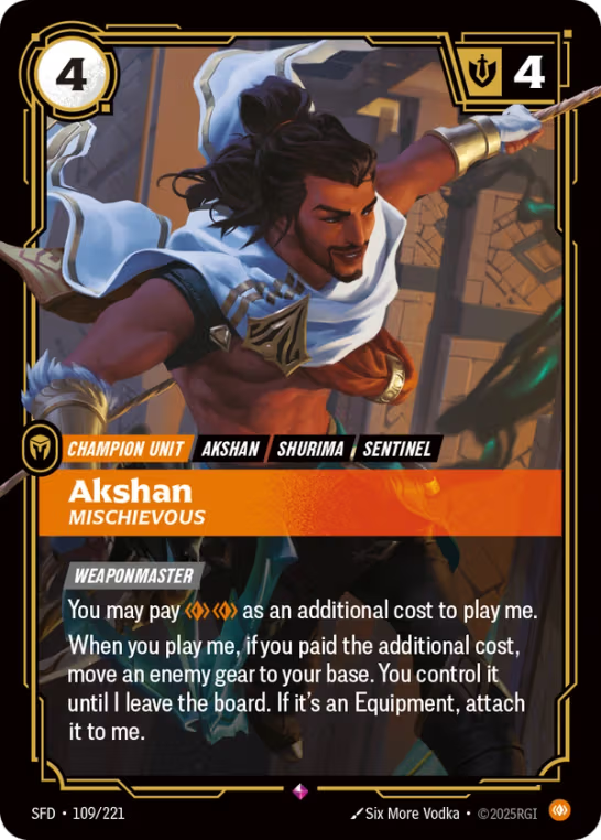 Akshan, Mischievous SFD-109/221